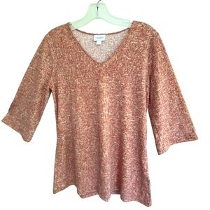 LuLaRoe EDEN 3/4 Sleeve V-Neck Orange/Rust Heather Top Size XXS
